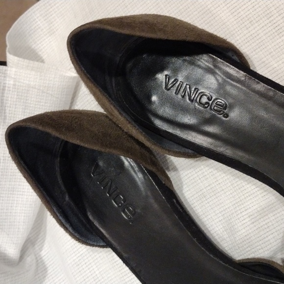 Vince Dark Green Nina D'orsay Suede Flats Women's Sz 7.5-Casual Academia Career - Picture 3 of 10